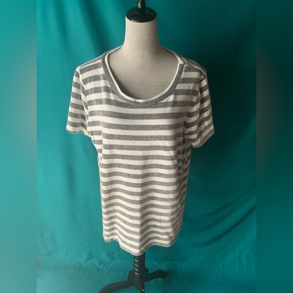 Tops - Striped Gray Women's Scoop Neck Top, Women’s Size XL, EUC